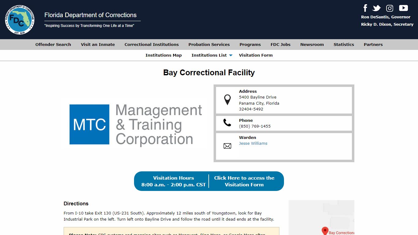 Bay Correctional and Rehabilitation Facility -- Florida ...